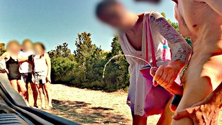 Beach Adventure: Cock Exposed To People And A Nasty Woman Makes Me Cum