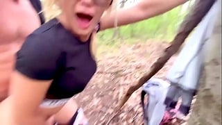 Forest Quickie And Mouth Full Of Cum