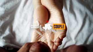 Cuddle Couple’s Footjob Handjob Cumpilation