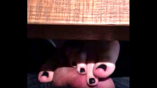 Public Footjob In Restaurant