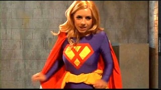 Blonde Supergirl Masturbates, Fucks and Gets Facial
