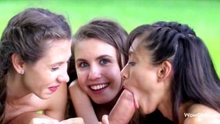 Three Sweat Teenines Fucking Big Dick In The Park