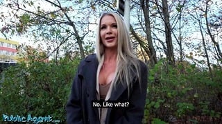 Public Agent – Blonde British MILF sloppy outdoors POV public blowjob English teacher hardcore sex