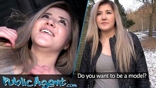 Public Agent – painfully cute blonde teen gets creamy horny having sex outdoors