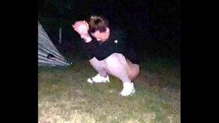 Outdoor Flashing and Teasing WET Pussy BIG Dick and a campfire