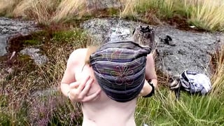 horny blonde outdoor