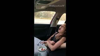Fingering My Girl in the Fast Lane While the Pressure Builds… Public Orgasm on the Highway 🚗🫦💦