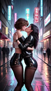 Lesbian Kisses: Neon Streets to Misty Forest Passion