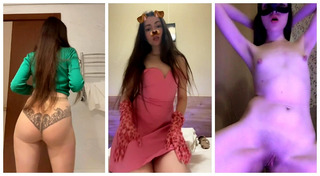 TikTok Compilation Part 3: Brunette Dancing Without Lingerie, Short Dress Without Panties, Stockings, Thong, Striptease