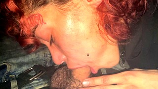 Deepthroat cock drinking piss and swallow mouthful